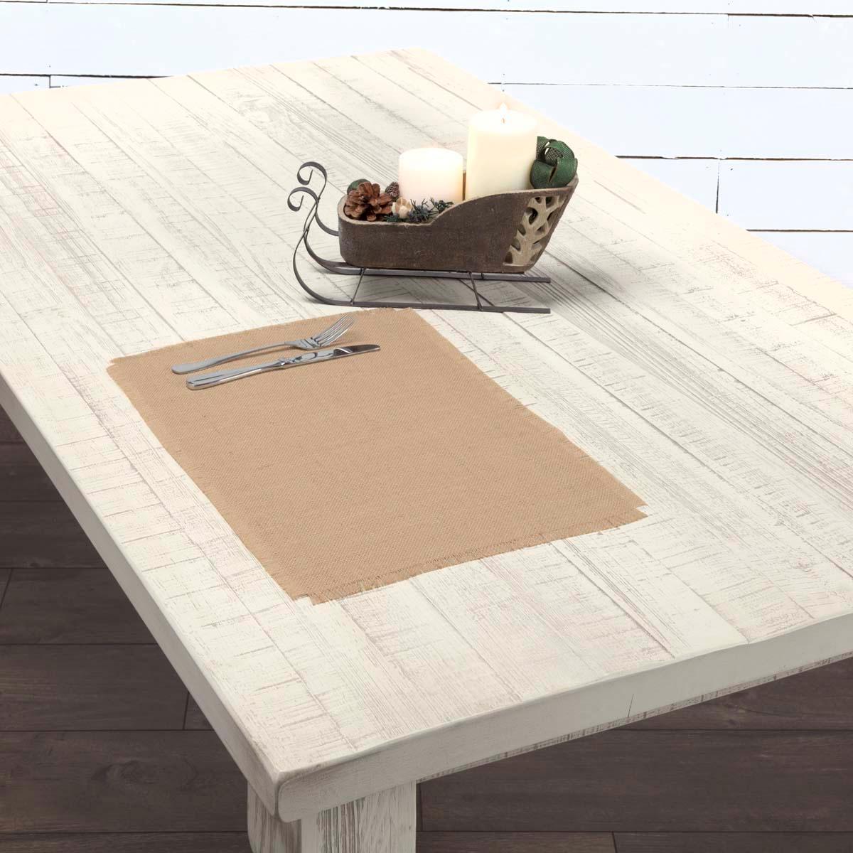 Jute Burlap Natural Placemat Set of 6 12x18 VHC Brands