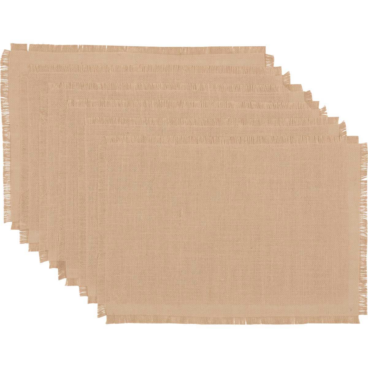 Jute Burlap Natural Placemat Set of 6 12x18 VHC Brands