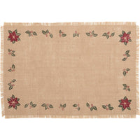 Thumbnail for Jute Burlap Poinsettia Placemat Set of 6 VHC Brands - The Fox Decor