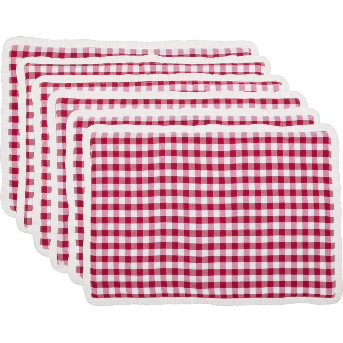 Emmie Red Placemat Set of 6 12x18 VHC Brands