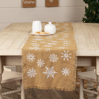 Thumbnail for Snowflake Burlap Natural Runner 13x72 VHC Brands