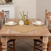 Thumbnail for Burlap Natural Table Topper Fringed 40x40 VHC Brands