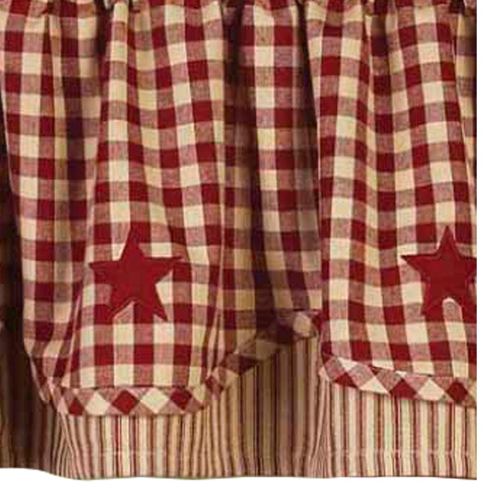 Barn Red Nutmeg Heritage House Check W/ Barn Red Fairfield Valance Lined VF040017 - The Fox Decor