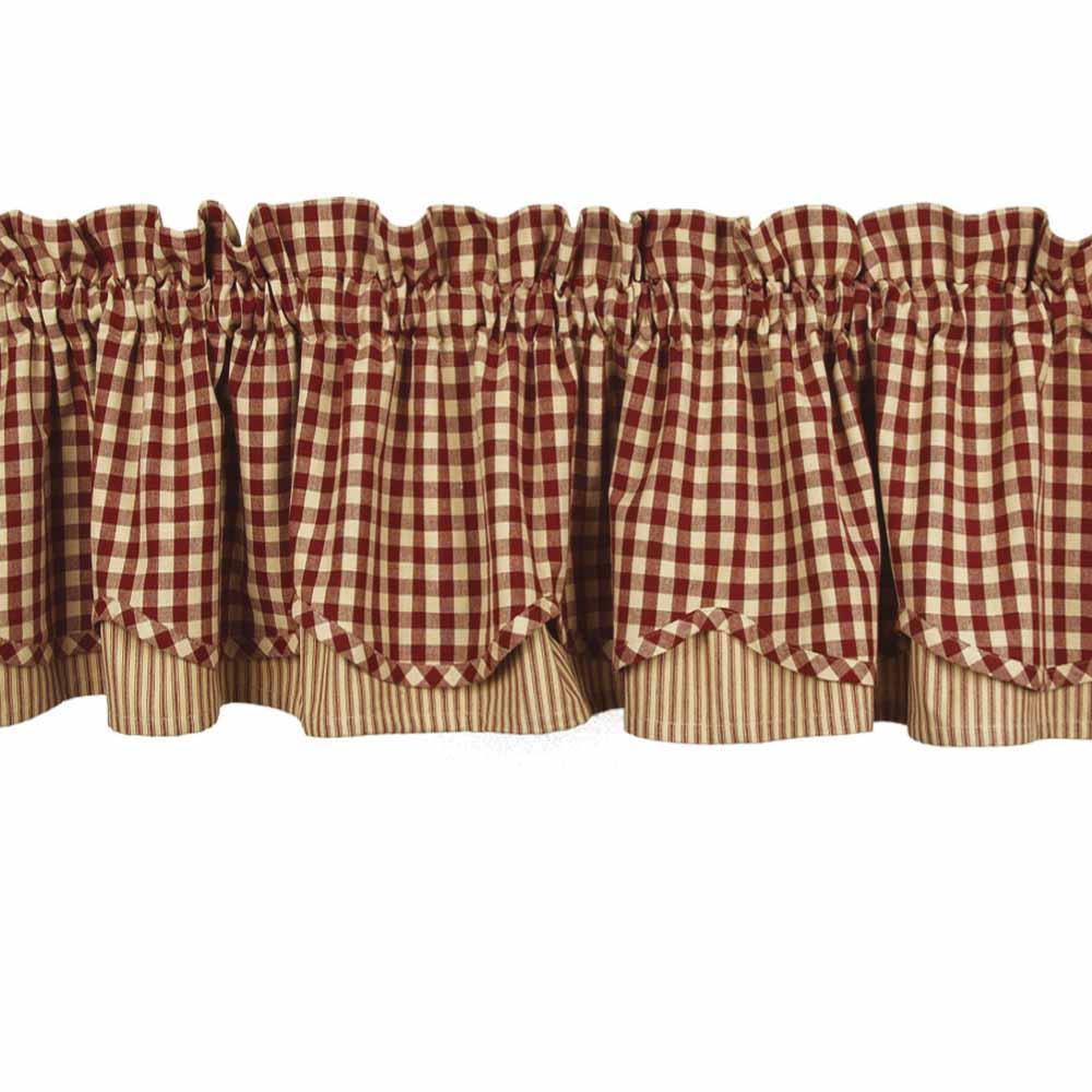Barn Red Nutmeg Heritage House Check Barn Red Fairfield Valance Lined VF100017 - The Fox Decor