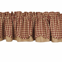 Thumbnail for Barn Red Nutmeg Heritage House Check Barn Red Fairfield Valance Lined VF100017 - The Fox Decor