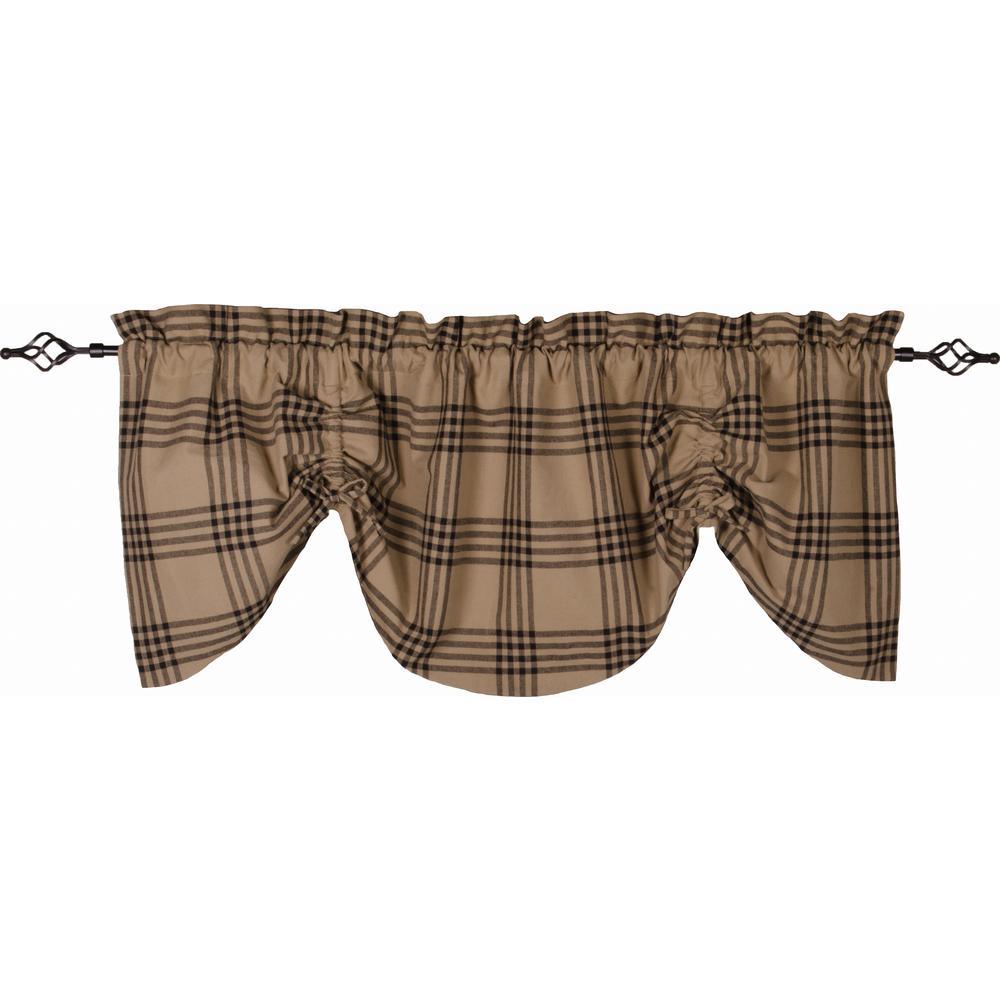 Chesterfield Check Gathered Valance Oat Black Lined VG590023 - The Fox Decor
