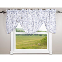 Shells White Navy Gathered Valance Lined VGRE0905 - The Fox Decor