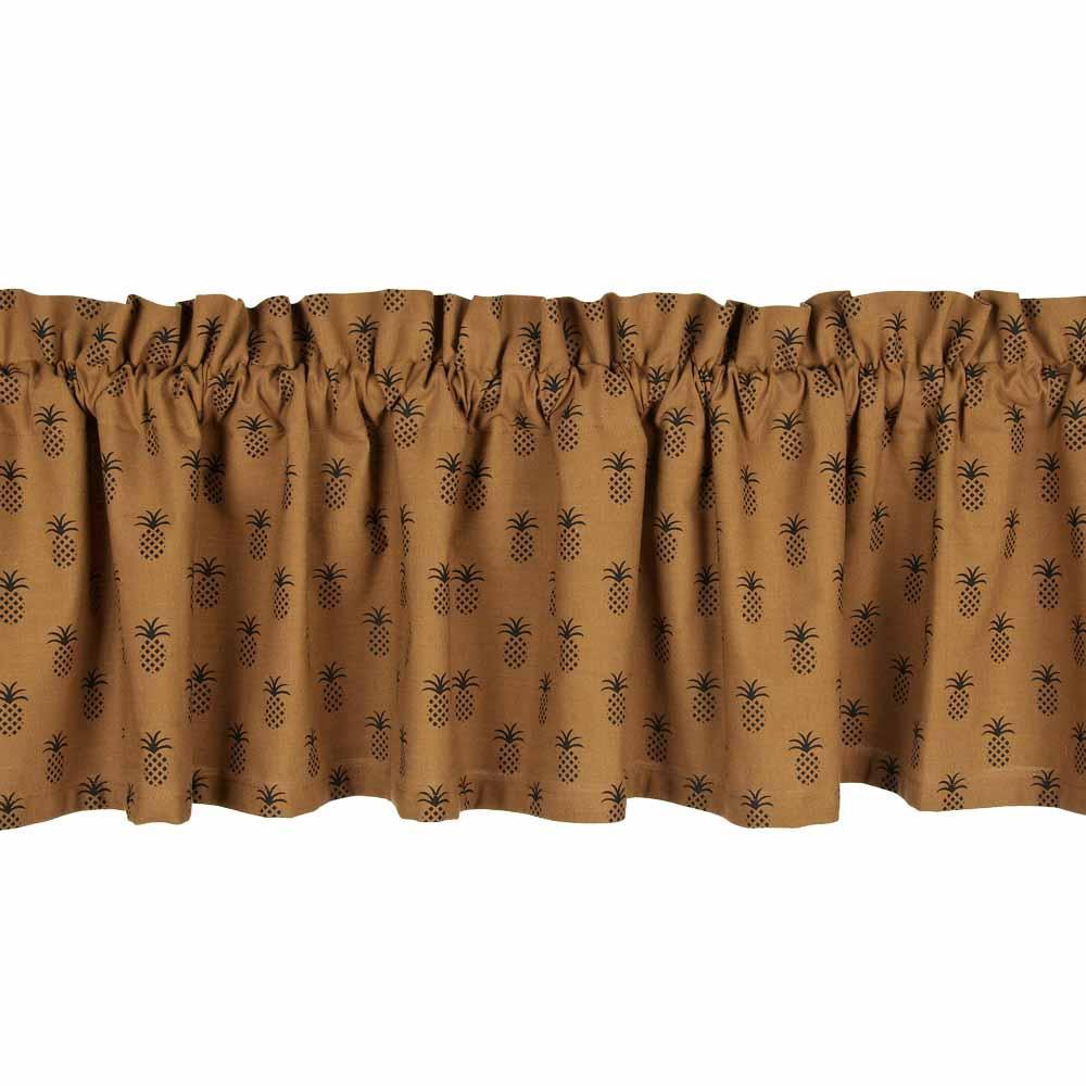 Mocha Black Pineapple Town Valance Lined VL101033 - The Fox Decor