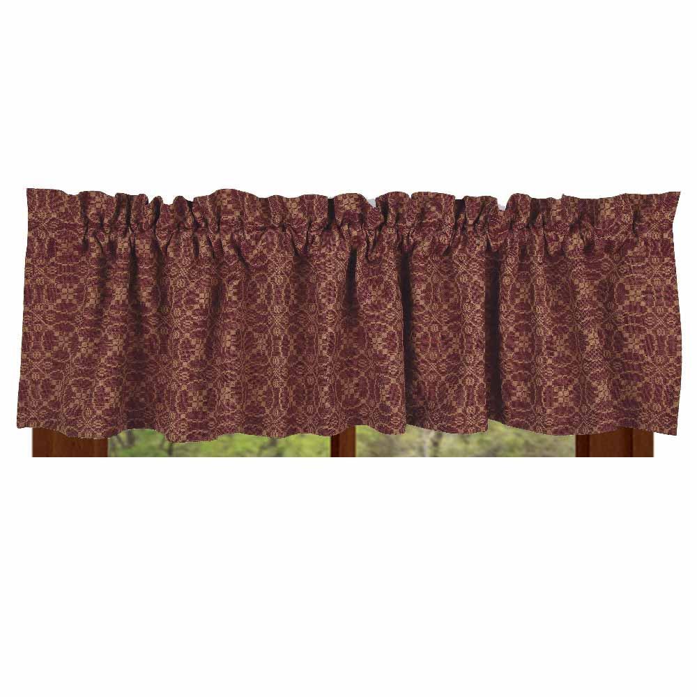 Barn Red-Tan Marshfield Jacquard Valance - Lined - Interiors by Elizabeth