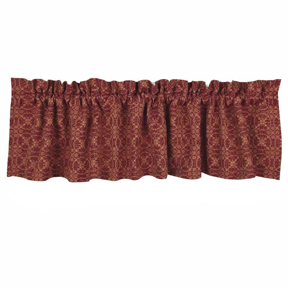 Barn Red Tan Marshfield Jacquard Valance Lined VL106017 - The Fox Decor