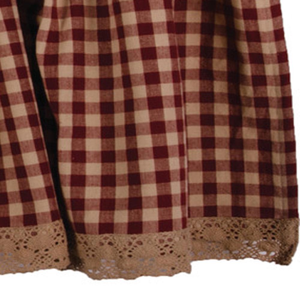 Barn Red Nutmeg Heritage House Lace Valance Lined VL159017 - The Fox Decor