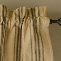 Grain Sack Stripe Oat Black Valance Lined VL164211 - The Fox Decor