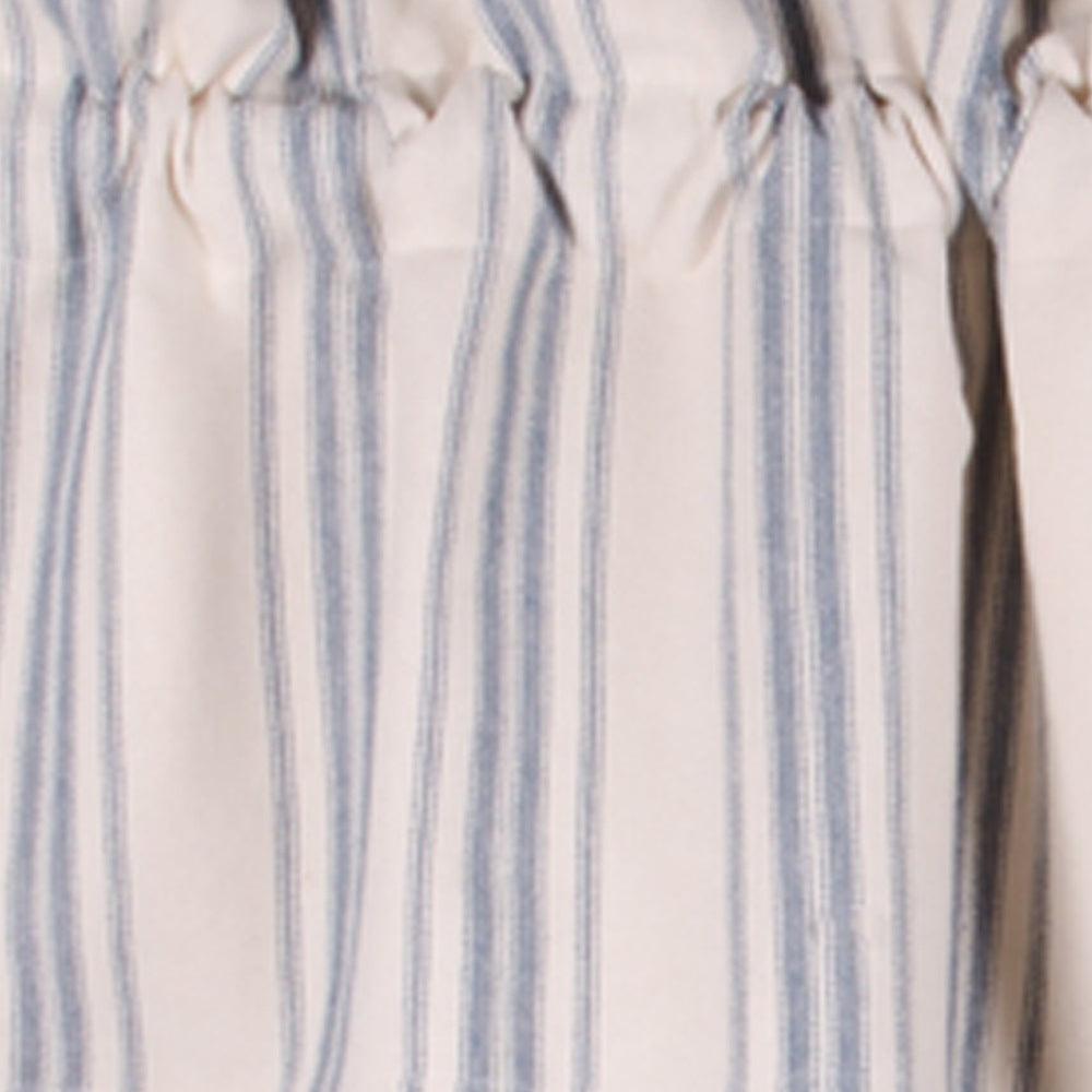 Colonial Blue Cream Grain Sack Stripe Valance Lined VL165014 - The Fox Decor