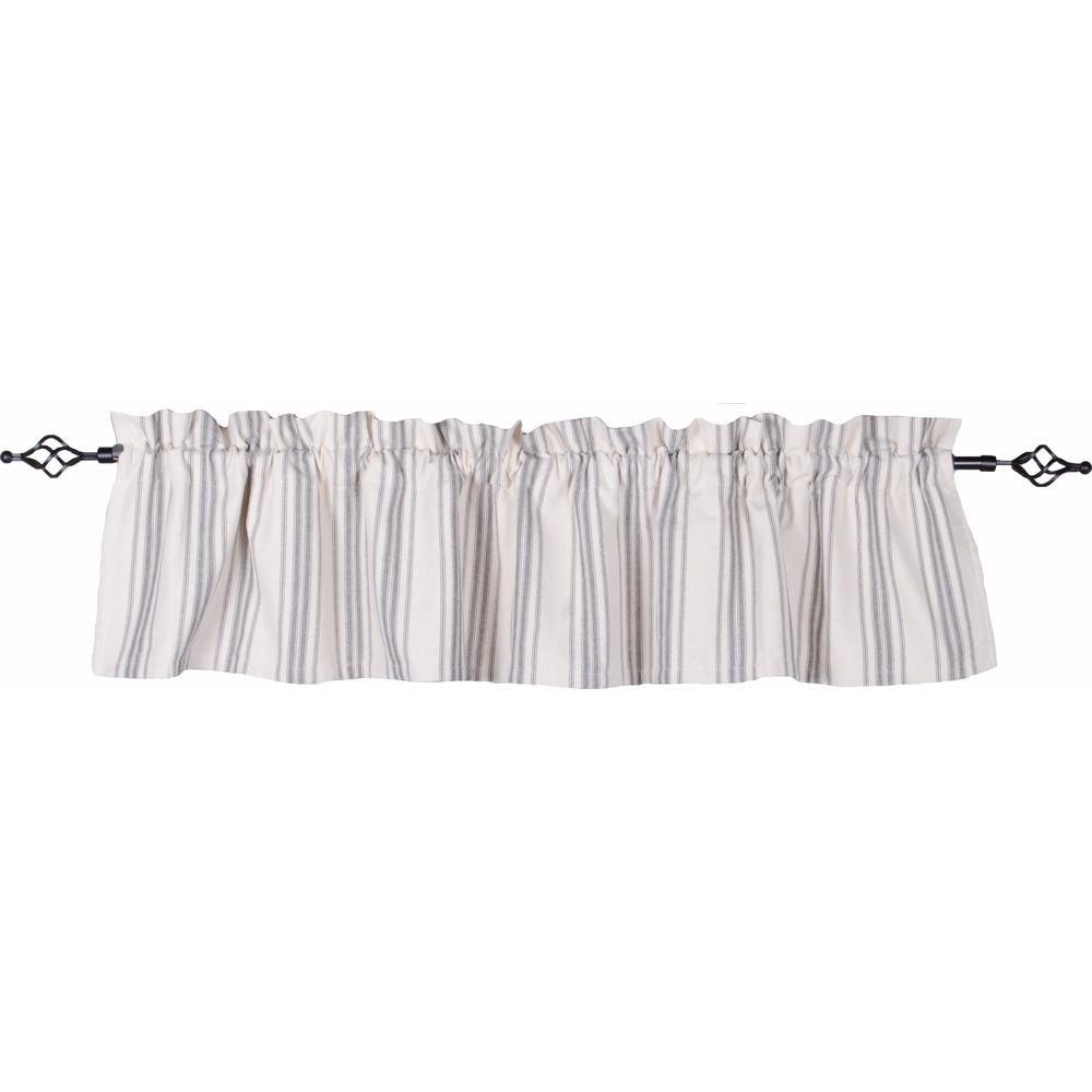 Grain Sack Stripe Cream Pewter Valance Lined VL165065 - The Fox Decor