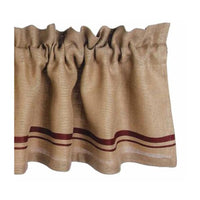 Thumbnail for Barn Red Wheat Burlap Stripe Valance Lined VL190017 - The Fox Decor