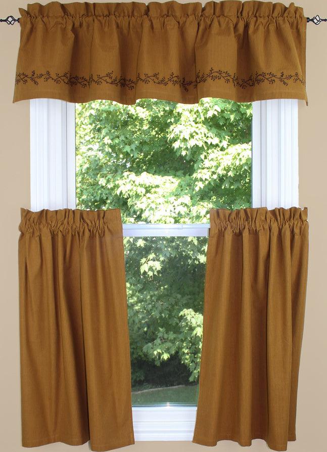 Primitive Ticking Mustard Valance VL236204E - The Fox Decor