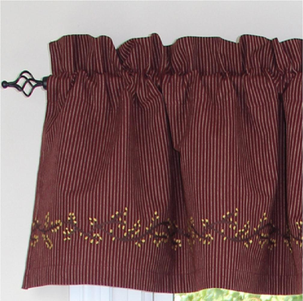 Primitive Ticking Wine Valance VL236218E - The Fox Decor