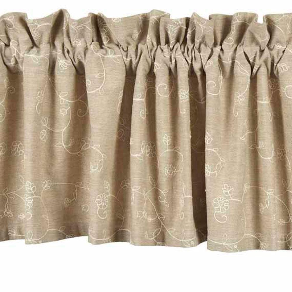 Taupe Candlewicking Taupe Valance Lined VL440038 - The Fox Decor