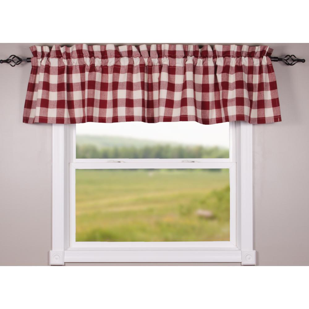 Barn Red Buttermilk Buffalo Check Valance Lined VL510017 - The Fox Decor