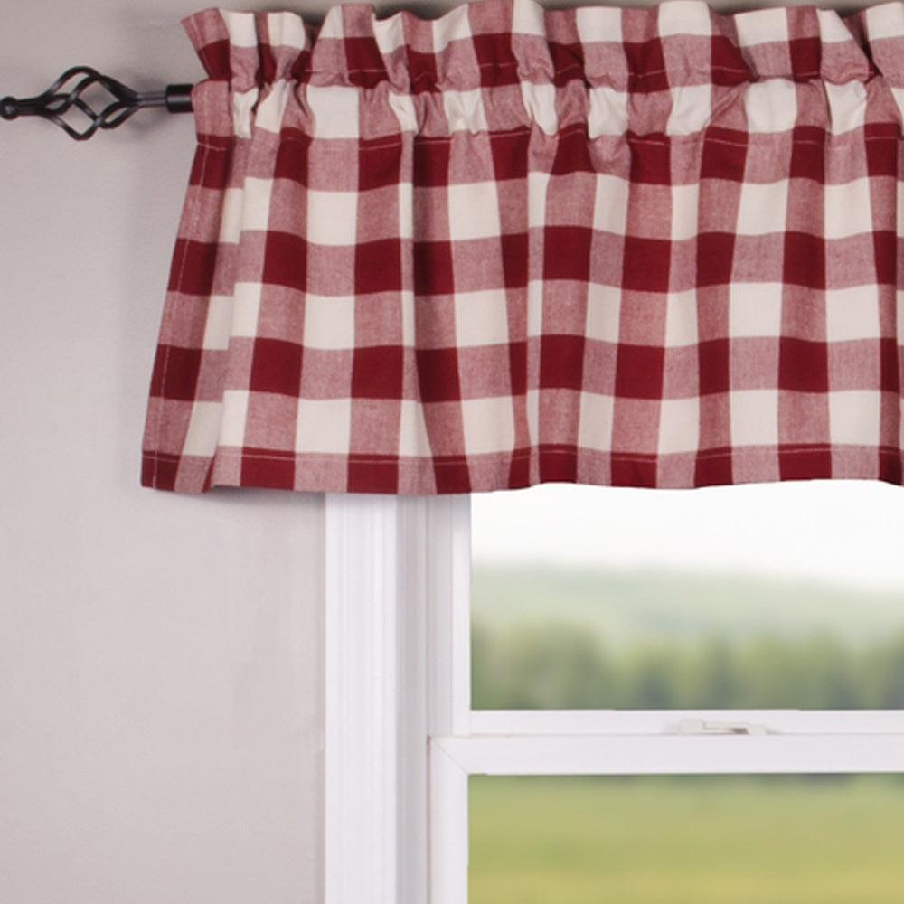 Barn Red Buttermilk Buffalo Check Valance Lined VL510017 - The Fox Decor
