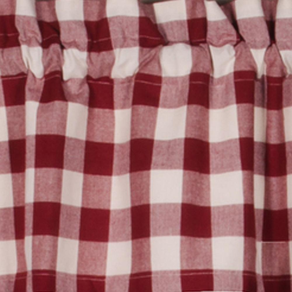 Barn Red Buttermilk Buffalo Check Valance Lined VL510017 - The Fox Decor