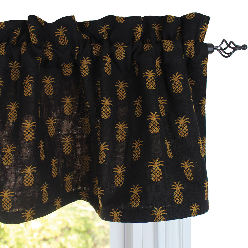 Pineapple Town Black Valance - Interiors by Elizabeth