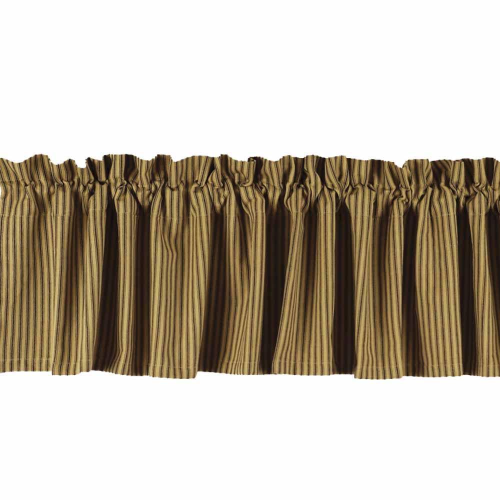 Black-Nutmeg York Ticking Valance - Lined - Interiors by Elizabeth