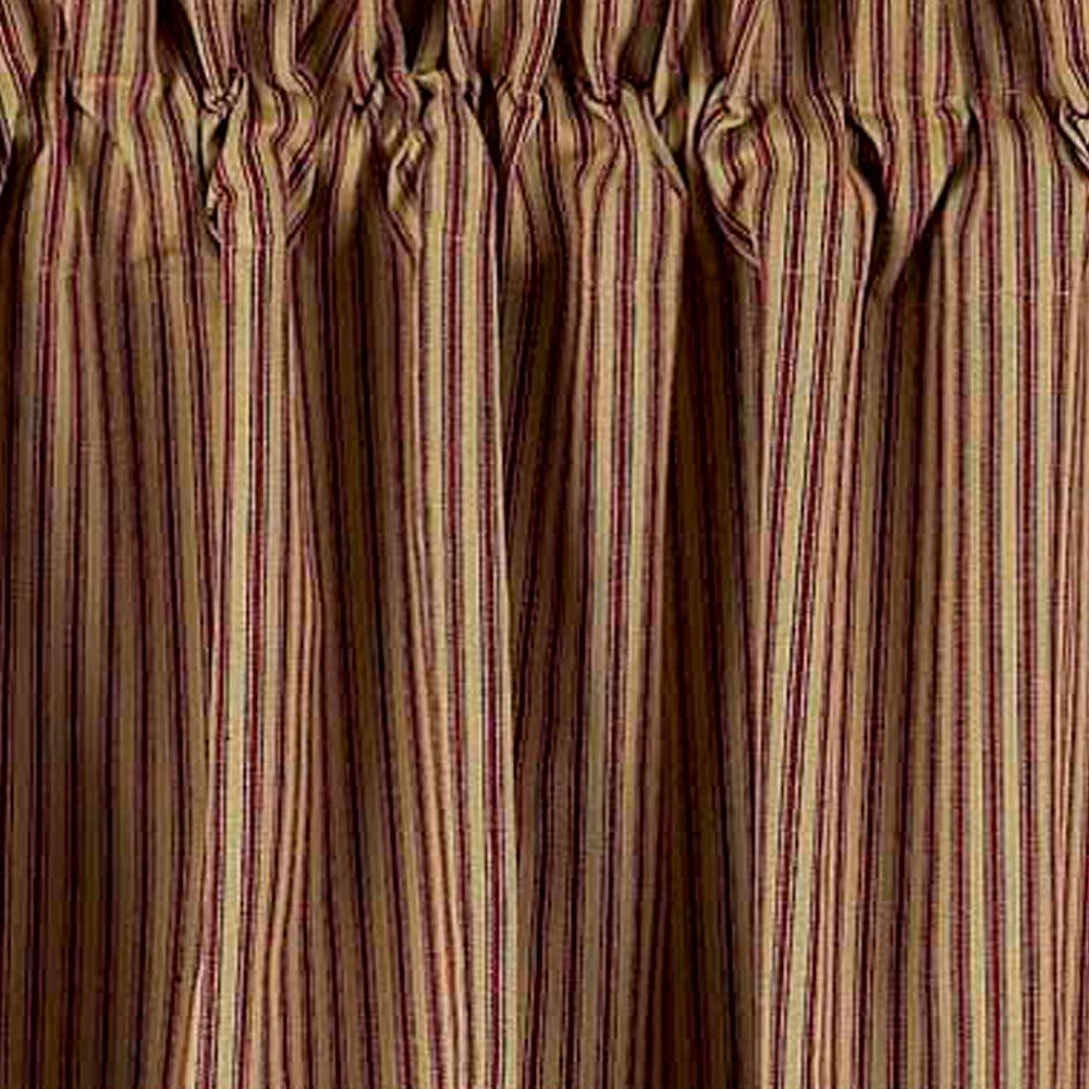 Barn Red Nutmeg York Ticking Valance Lined VL880017 - The Fox Decor