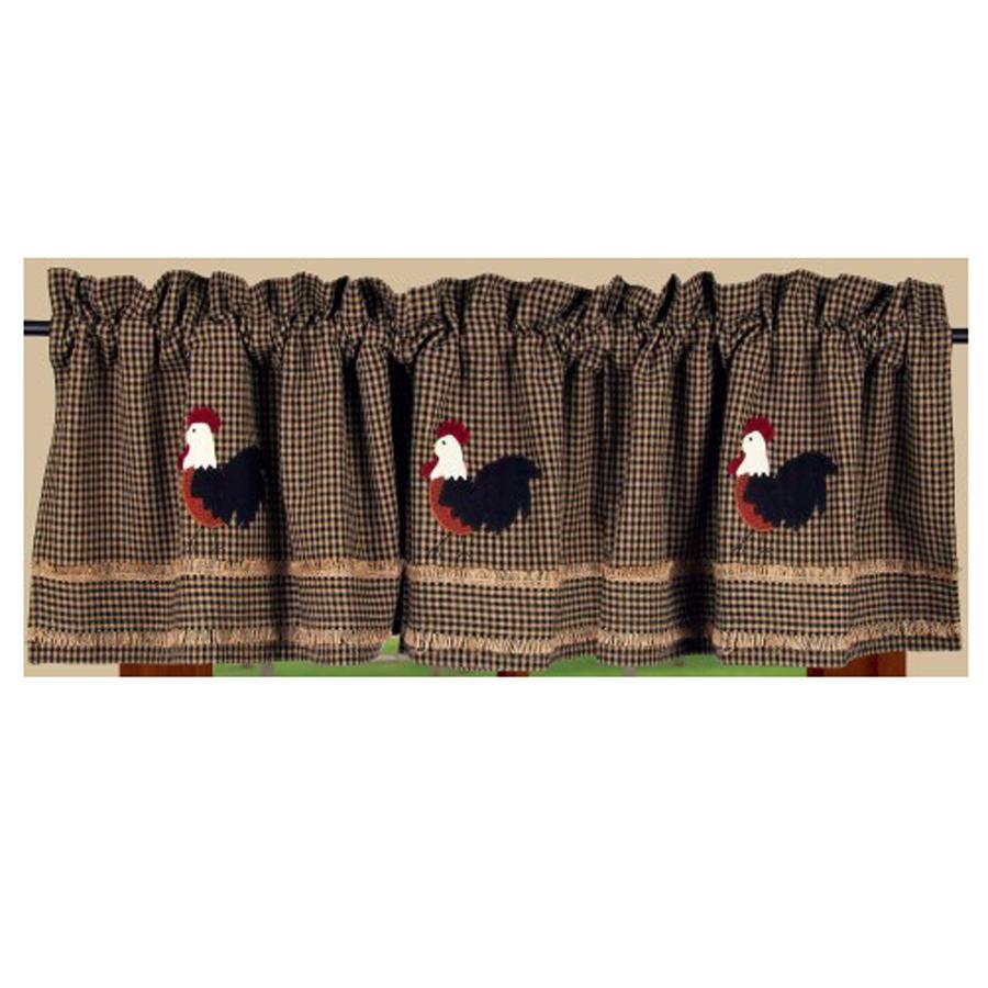 Black Oat Rise And Shine Rooster Valance Lined VLAR0075 - The Fox Decor