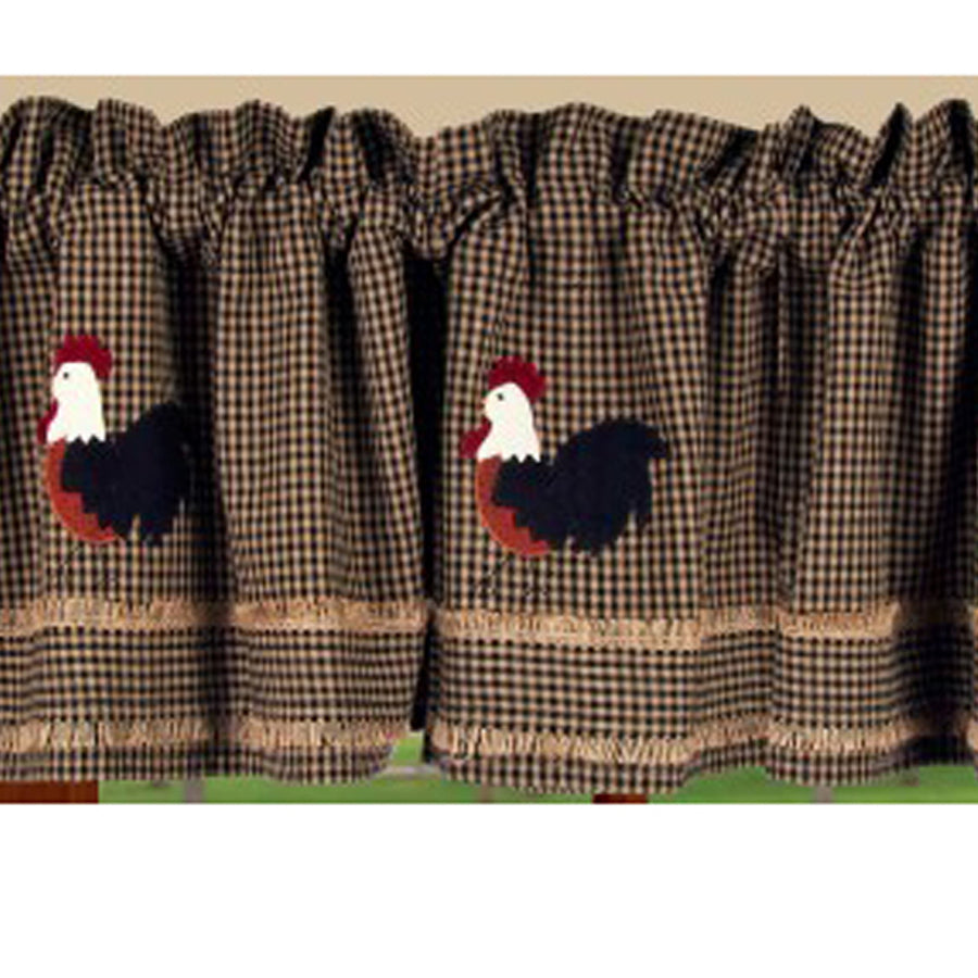 Black Oat Rise And Shine Rooster Valance Lined VLAR0075