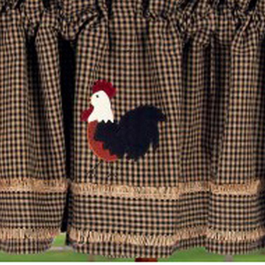 Black Oat Rise And Shine Rooster Valance Lined VLAR0075 - The Fox Decor