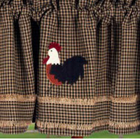 Thumbnail for Black Oat Rise And Shine Rooster Valance Lined VLAR0075