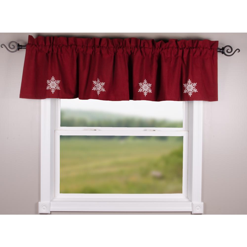 Snowflake Barn Red Valance Lined VLRE0073 - The Fox Decor