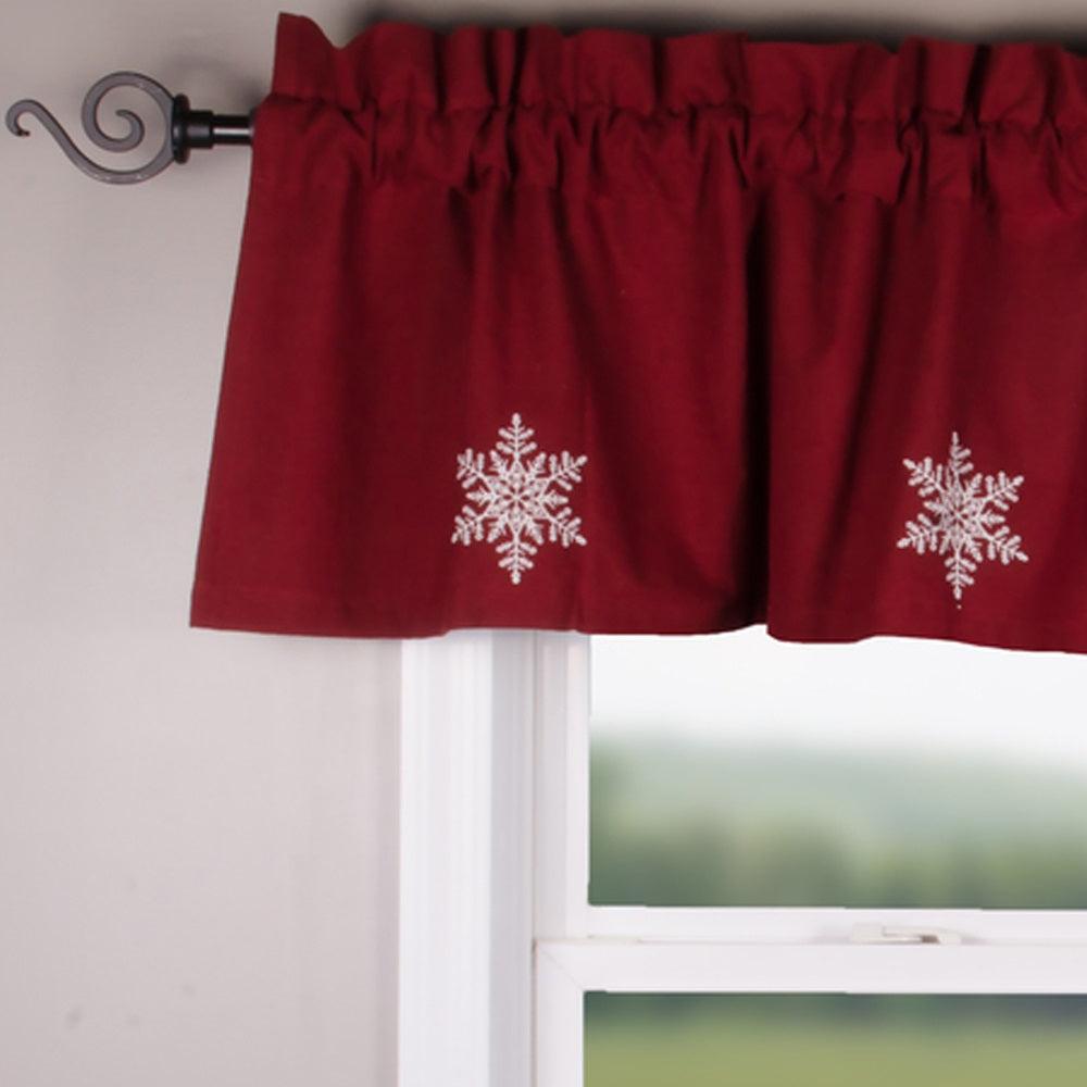 Snowflake Barn Red Valance Lined VLRE0073 - The Fox Decor