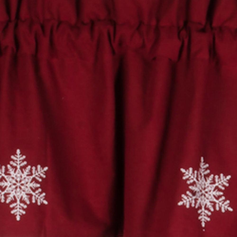 Snowflake Barn Red Valance Lined VLRE0073 - The Fox Decor