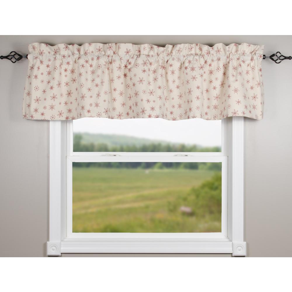 Snowflakes White Red Valance Lined VLRE0903 - The Fox Decor