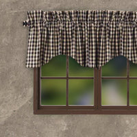 Thumbnail for Black Nutmeg Heritage House Check Black Scalloped Valance Lined VS100011 - The Fox Decor
