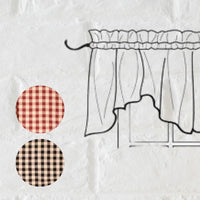 Thumbnail for Barn Red Nutmeg Heritage House Check Barn Red Scalloped Valance Lined VS100017 - The Fox Decor