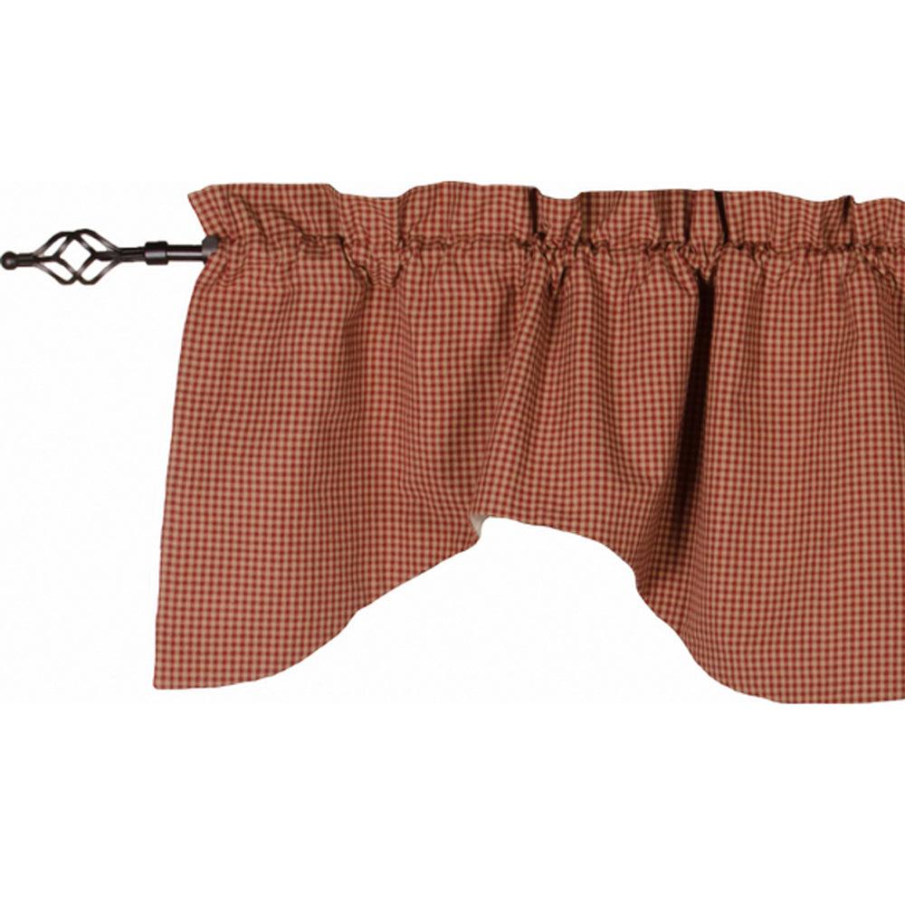 Newbury Gingham Scalloped Valance Barn Red Oat Lined VS670017 - The Fox Decor