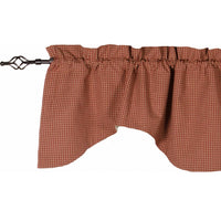 Thumbnail for Newbury Gingham Scalloped Valance Barn Red Oat Lined VS670017 - The Fox Decor