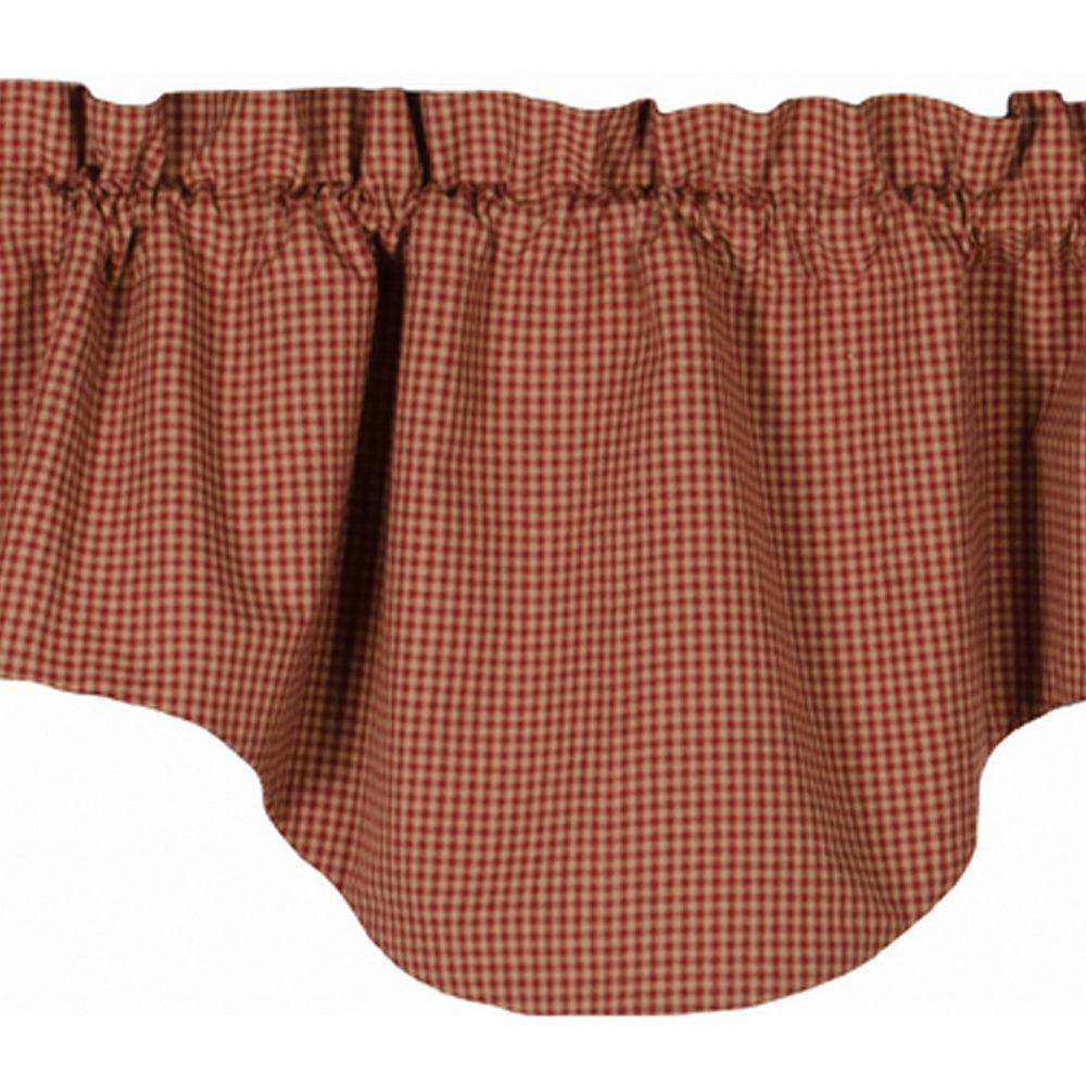 Newbury Gingham Scalloped Valance Barn Red Oat Lined VS670017 - The Fox Decor