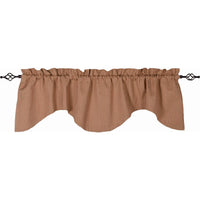 York Ticking Scalloped Valance Barn Red Nutmeg Lined VS880017 - The Fox Decor