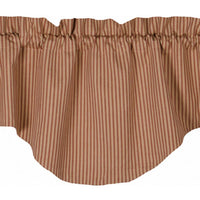 York Ticking Scalloped Valance Barn Red Nutmeg Lined VS880017 - The Fox Decor