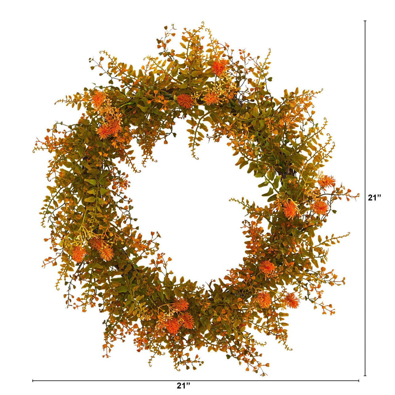 21” Autumn Fern Artificial Wreath - The Fox Decor