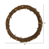 Thumbnail for 22” Vine Wreath with 50 Warm White LED Lights - The Fox Decor