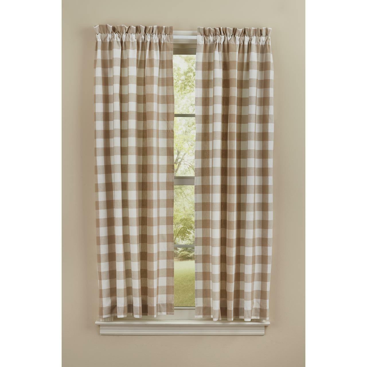 Wicklow Check Curtain Panels - Natural 72x63 Unlined Park Designs - The Fox Decor