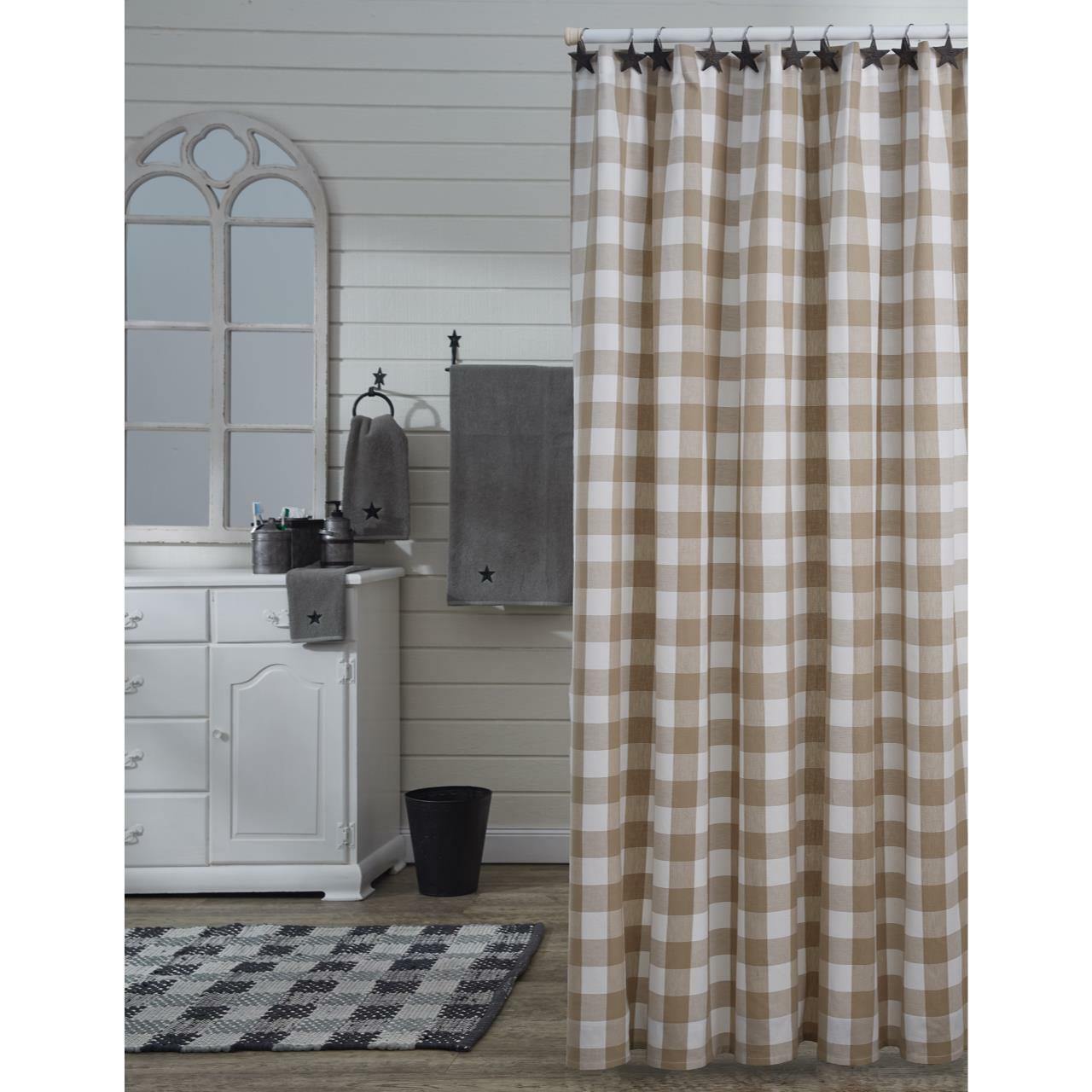 Wicklow Check Natural Shower Curtain - 72" x 72" Park Designs - The Fox Decor