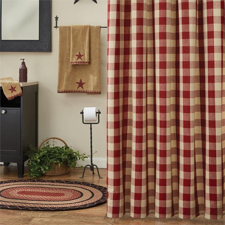 Wicklow Garnet & Tan Shower Curtain - 72" x 72" Park Designs - The Fox Decor