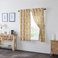 Thumbnail for Dorset Gold Floral Short Panel Curtain Set of 2 63x36 VHC Brands