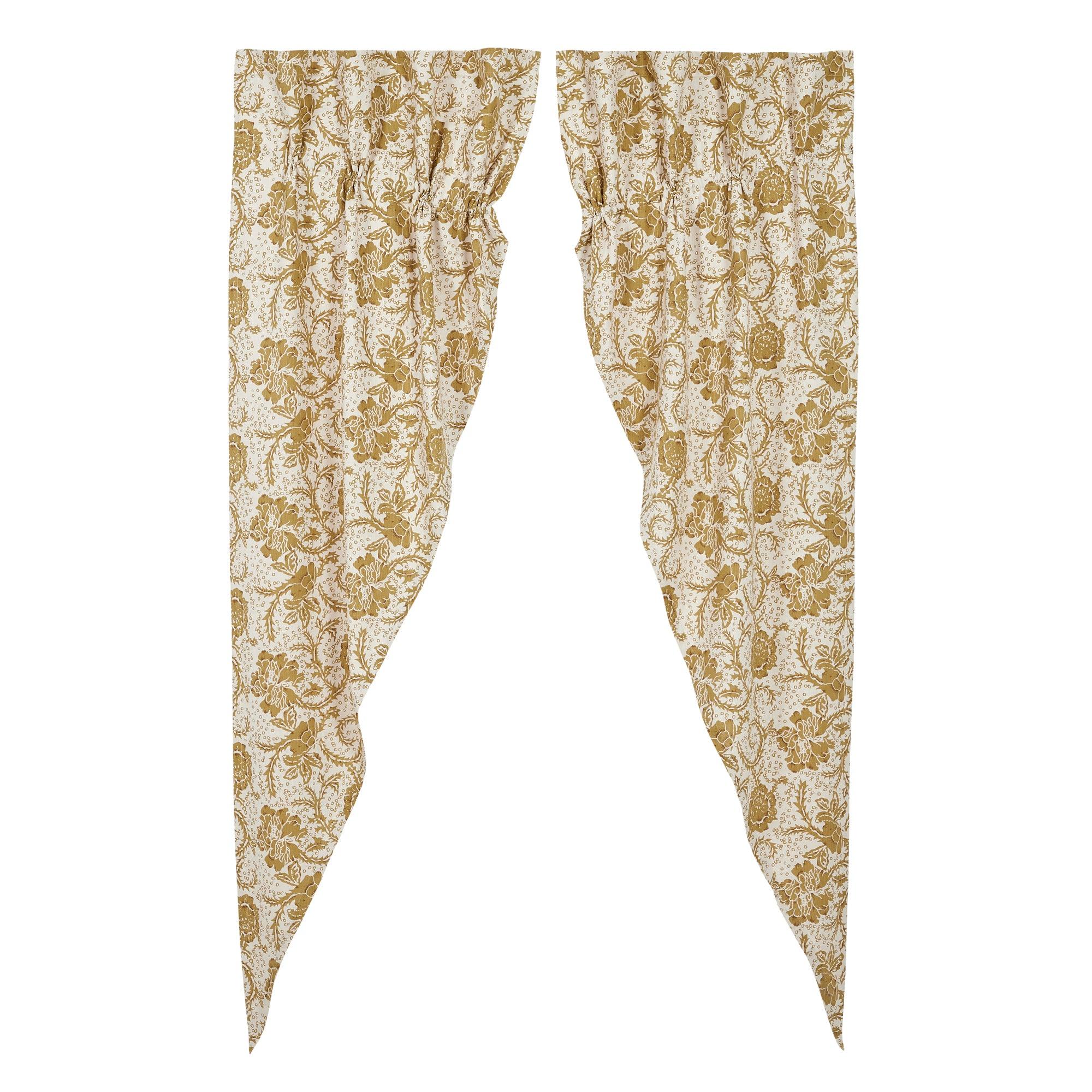 Dorset Gold Floral Prairie Long Panel Curtain Set of 2 84x36x18 VHC Brands - The Fox Decor